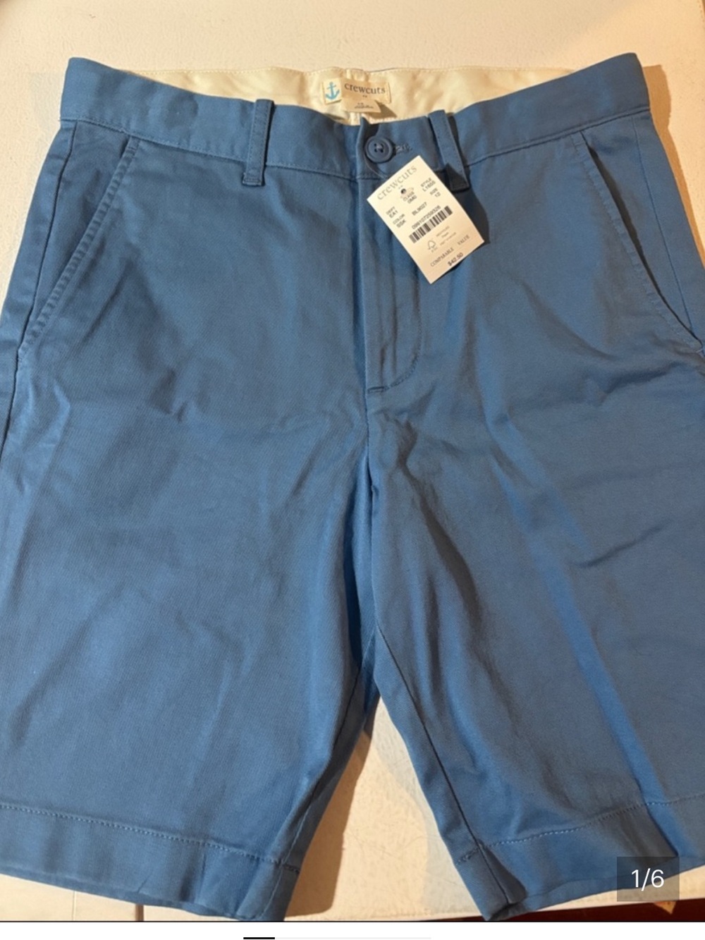 NWT Crewcuts J.Crew Boys Size 12 Light Blue Stretch Chino Shorts